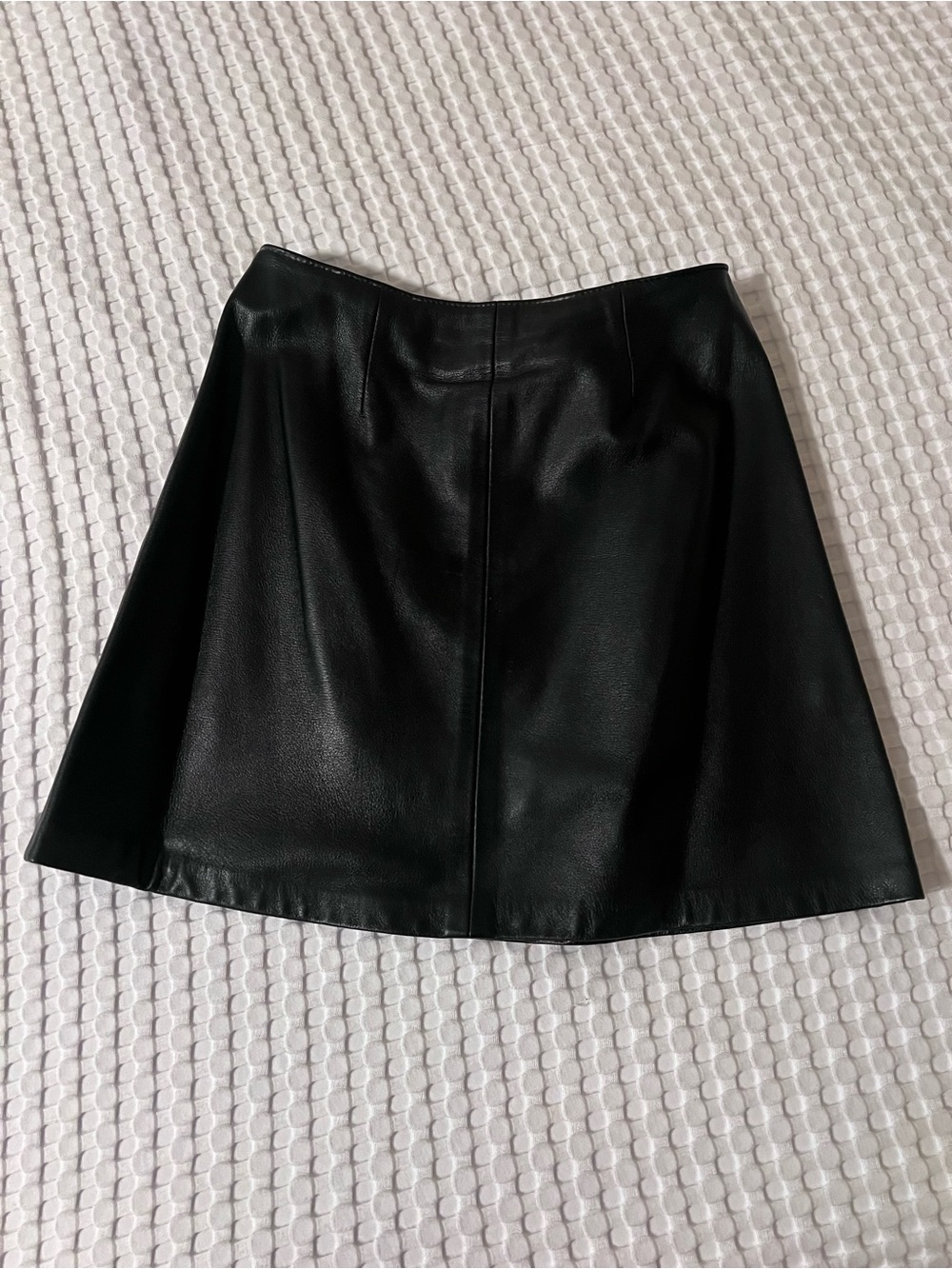 Black Genuine Leather A-Line Skirt